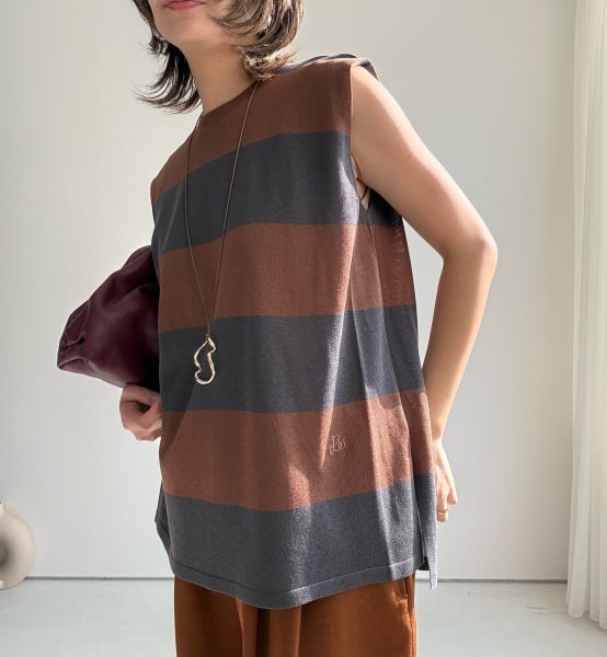 画像1: ●期間限定/ご予約10倍ポイント●【1/17 LIVE】ワイドボーダーパネルトップス（予約/4-5） (1)