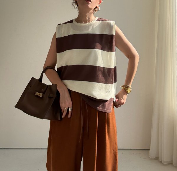 画像7: ●期間限定/ご予約10倍ポイント●【1/17 LIVE】ワイドボーダーパネルトップス（予約/4-5） (7)