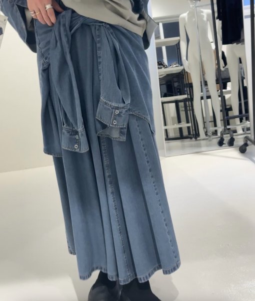画像1: ●期間限定/ご予約10倍ポイント●【1/19 ayane】テンセルデニム腰巻きシャツスカート（予約/4-5） (1)