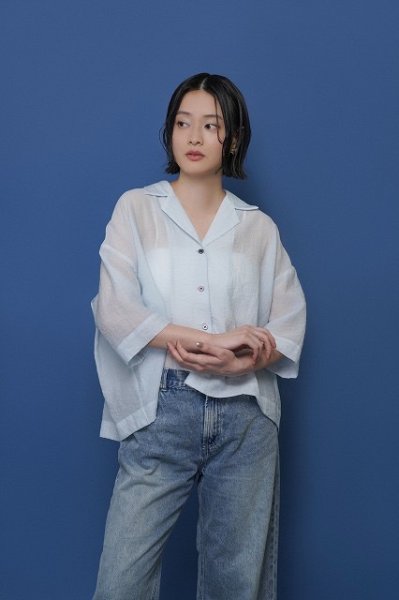 画像1: ●期間限定/ご予約10倍ポイント●【1/23 CYAN TOKYO】オープンカラーシアーシャツ（予約/5-6） (1)