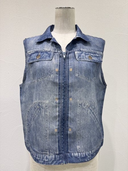 画像8: ●期間限定/ご予約10倍ポイント●【1/23 CYAN TOKYO】デニム転写シフォンベスト（予約/4-5） (8)