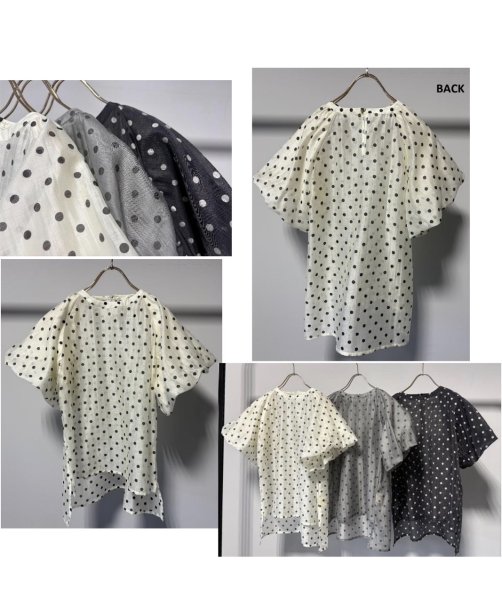 画像1: ●期間限定/ご予約5倍ポイント●【1/24 Margaux vintage】シアードットパフスリーブブラウス（予約/3-4） (1)