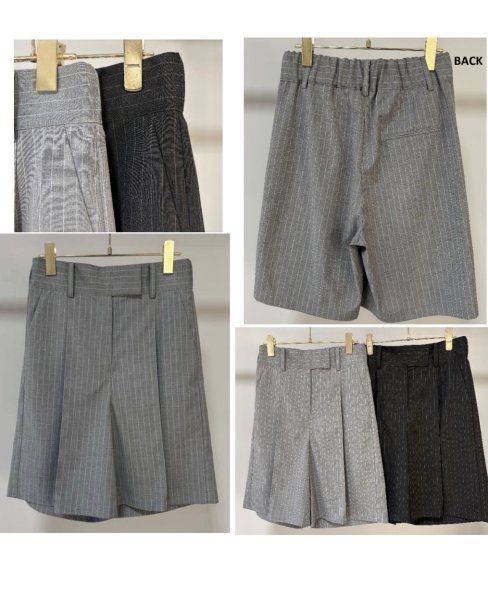 画像2: ●期間限定/ご予約5倍ポイント●【1/24 Margaux vintage】ピンストライプハーフパンツ（予約/3-4） (2)