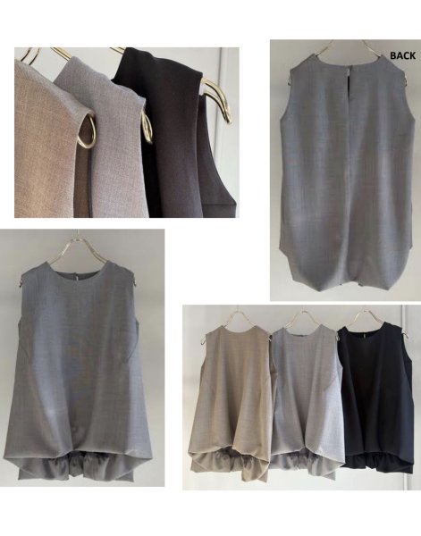 画像1: ●期間限定/ご予約5倍ポイント●【1/24 Margaux vintage】バルーンヘムノースリーブブラウス（予約/4） (1)