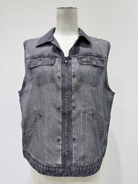 画像7: ●期間限定/ご予約10倍ポイント●【1/23 CYAN TOKYO】デニム転写シフォンベスト（予約/4-5） (7)