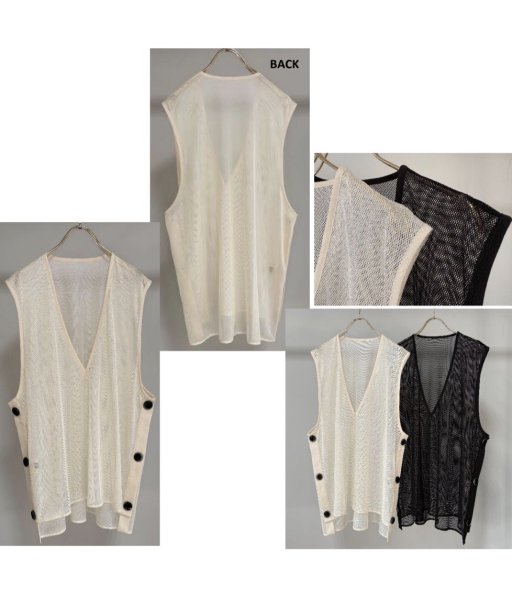 画像1: ●期間限定/ご予約5倍ポイント●【1/24 Margaux vintage】メッシュサイドボタンベスト（予約/3-4） (1)