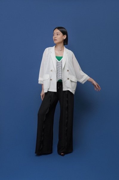 画像2: ●期間限定/ご予約10倍ポイント●【1/23 CYAN TOKYO】ニットライクメッシュWジャケット（予約/4-5） (2)