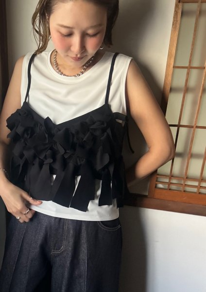 画像1: ●期間限定/ご予約5倍ポイント●【1/26 PRIORITY】フリルリボンキャミソール（予約/4-5） (1)