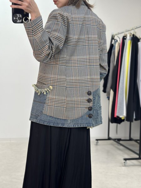 画像4: ●2/1までの期間限定販売●【1/30 LIVEアイテム】●デニムドッキングチェックジャケット（メーカー確認後確保） (4)