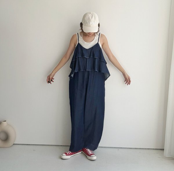 画像9: ●数量限定/メーカー在庫限り●【2/14LIVE】テンセルデニムフリルオールインワン (9)