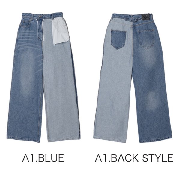 画像1: ●ご予約5倍ポイント対象【2/16 LIVE】ドッキングデザインワイドデニム（予約/4月） (1)