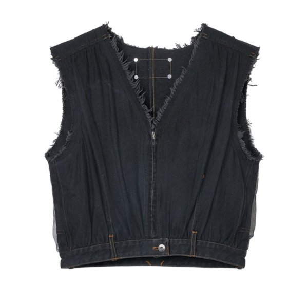 画像2: ●ご予約5倍ポイント対象【2/16 LIVE】チュールレイヤードデニムベスト（予約/4月） (2)