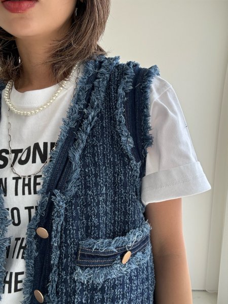 画像3: ●身長問わずおすすめ◎【3/9 LIVEアイテム】●フリンジデニムベスト（メーカー確認後確保） (3)