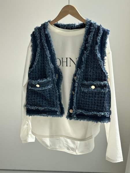 画像10: ●身長問わずおすすめ◎【3/9 LIVEアイテム】●フリンジデニムベスト（メーカー確認後確保） (10)