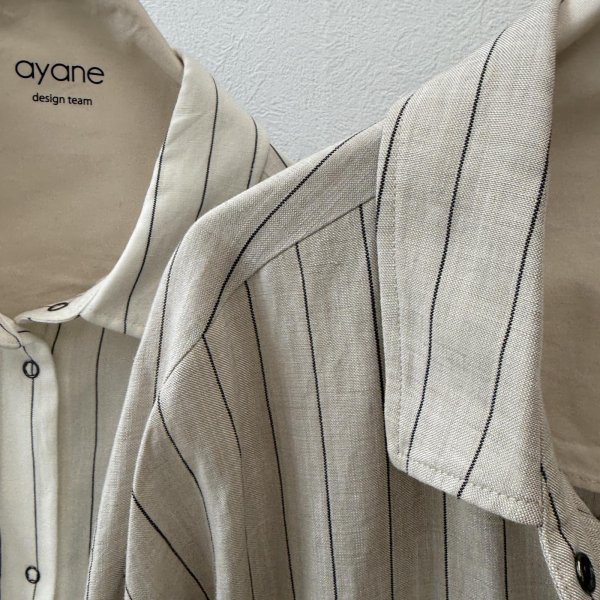 画像2: ●ご予約5倍ポイント対象●【3/13 ayane LIVEアイテム】●ピンストライプロングシャツ（予約/5-6月） (2)