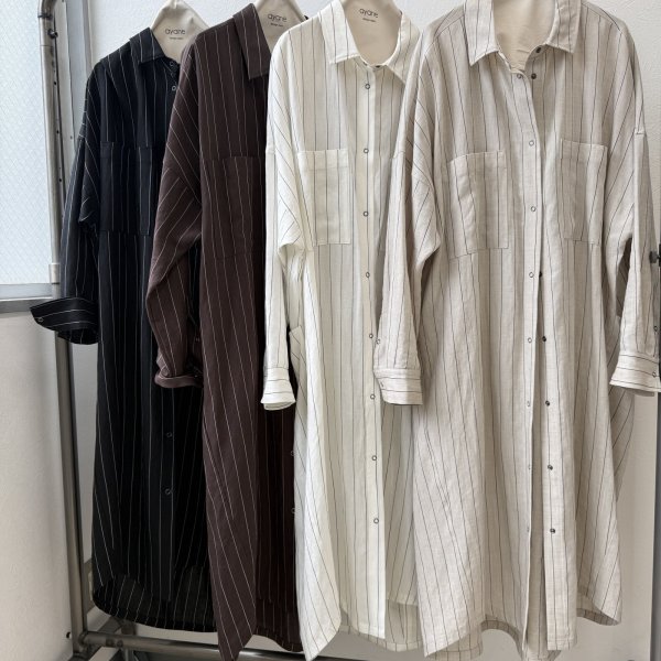 画像1: ●ご予約5倍ポイント対象●【3/13 ayane LIVEアイテム】●ピンストライプロングシャツ（予約/5-6月） (1)