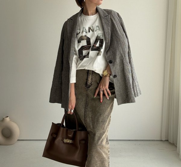 画像4: ●【3/16 LIVEアイテム】●リネンミックスブラウンチェックジャケット (4)