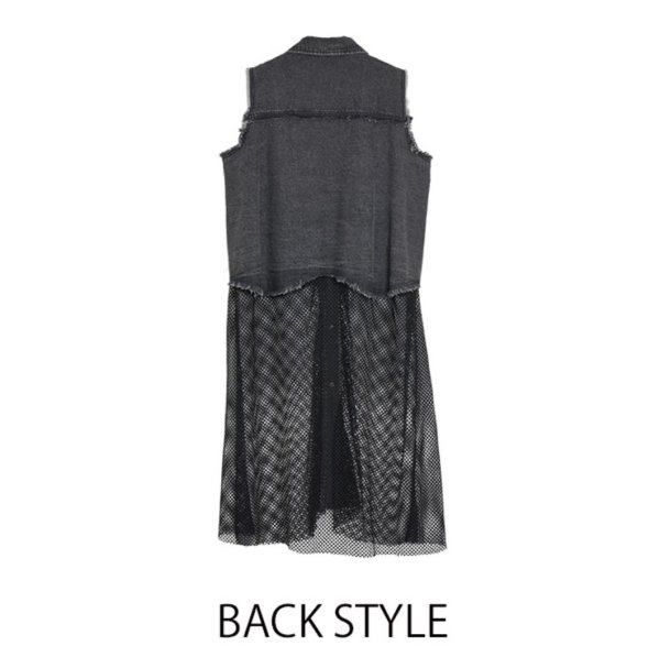 画像3: ●期間限定ご予約5倍ポイント●【3/25LIVEアイテム】デニムメッシュ切替ジレワンピ（予約/5月） (3)