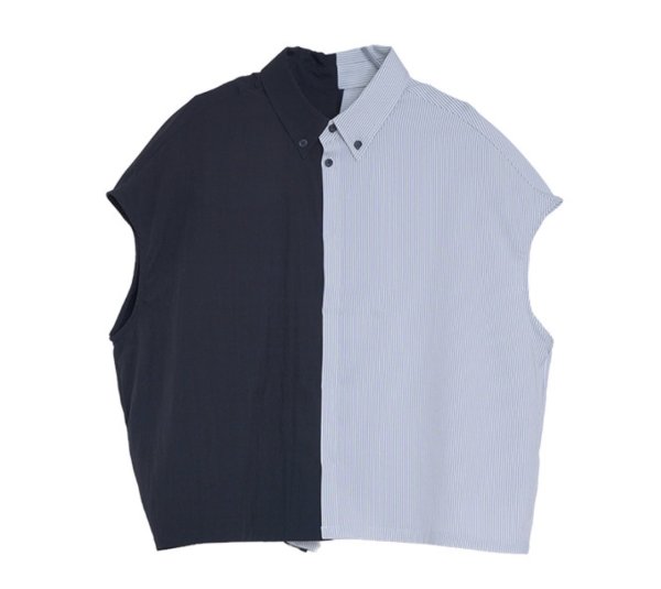 画像1: ●期間限定ご予約5倍ポイント●【3/25LIVEアイテム】アシメデザインバイカラーシャツ（予約/5月） (1)