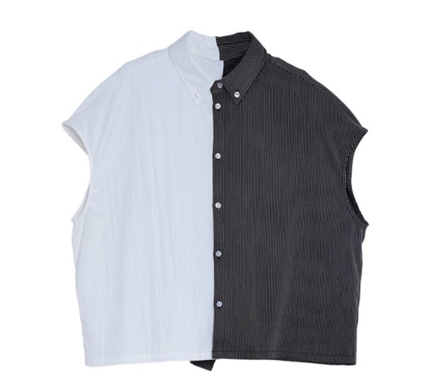 画像3: ●期間限定ご予約5倍ポイント●【3/25LIVEアイテム】アシメデザインバイカラーシャツ（予約/5月） (3)