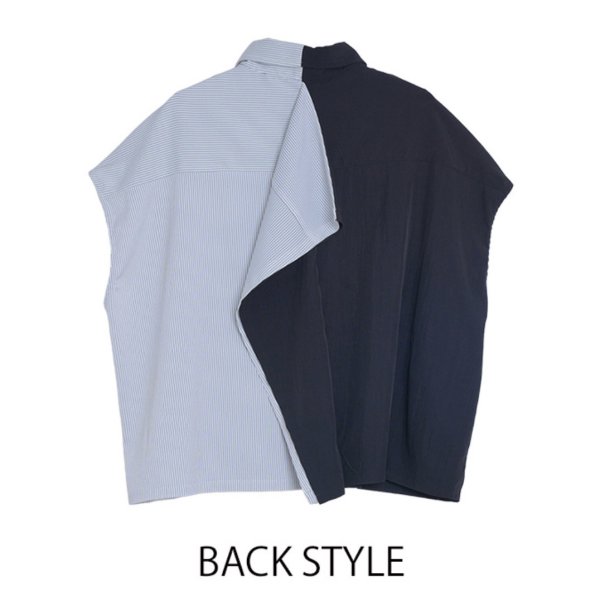 画像2: ●期間限定ご予約5倍ポイント●【3/25LIVEアイテム】アシメデザインバイカラーシャツ（予約/5月） (2)