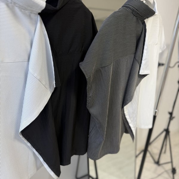 画像6: ●期間限定ご予約5倍ポイント●【3/25LIVEアイテム】アシメデザインバイカラーシャツ（予約/5月） (6)