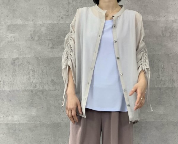 画像3: ●期間限定●ご予約5倍ポイント●【4/3LIVEアイテム】ギャザースリーブシアーブラウス（予約/5月） (3)