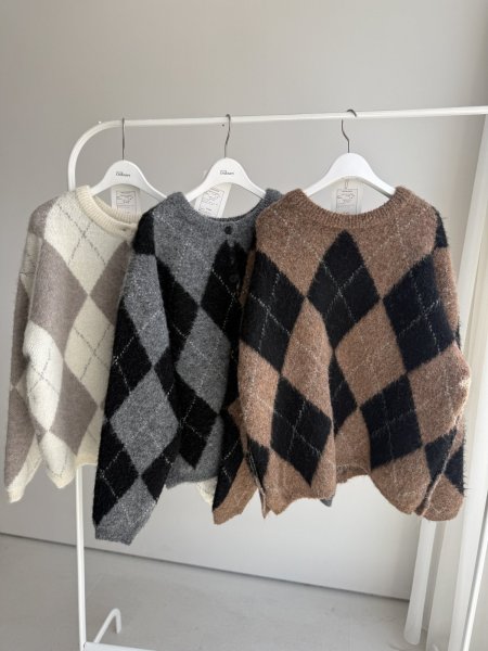 画像12: ●期間限定●ご予約10倍ポイント●【4/11LIVEアイテム】アーガイル2WAYニットカーディガン（予約/9-10月） (12)