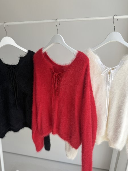 画像3: ●期間限定●ご予約10倍ポイント●【4/11LIVEアイテム】2WAYシャギーレースアップニット（予約/9-10月） (3)