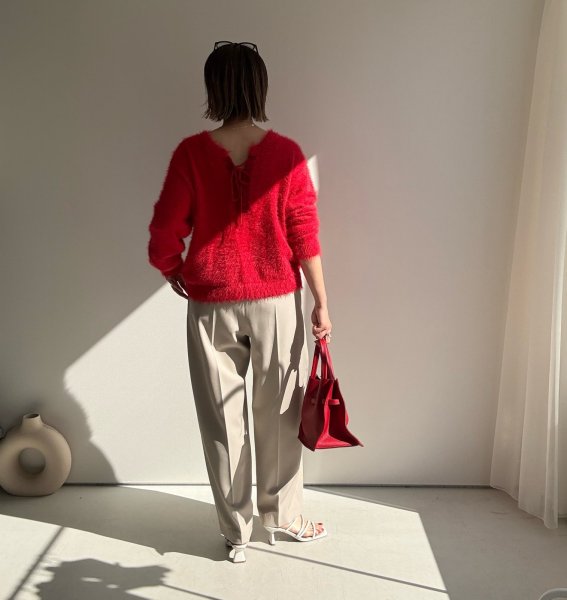 画像5: ●期間限定●ご予約10倍ポイント●【4/11LIVEアイテム】2WAYシャギーレースアップニット（予約/9-10月） (5)