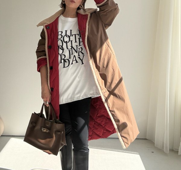 画像25: ●期間限定●ご予約10倍ポイント●【4/11LIVEアイテム】ボアトリムリバーシブルダウンコート（予約/9-10月） (25)