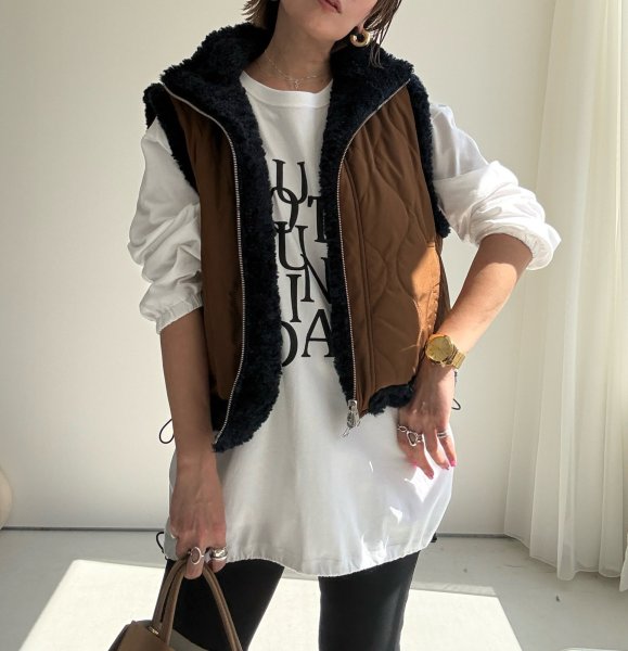 画像2: ●期間限定●ご予約10倍ポイント●【4/11LIVEアイテム】リバーシブルボアパデッドベスト（予約/9-10月） (2)