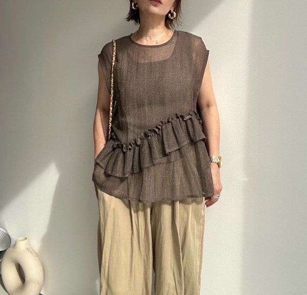 画像1: ●メーカー在庫限り●【4/15 LIVEアイテム】シアーアシメフリルブラウス（メーカー確認後確保）（予約/5月） (1)