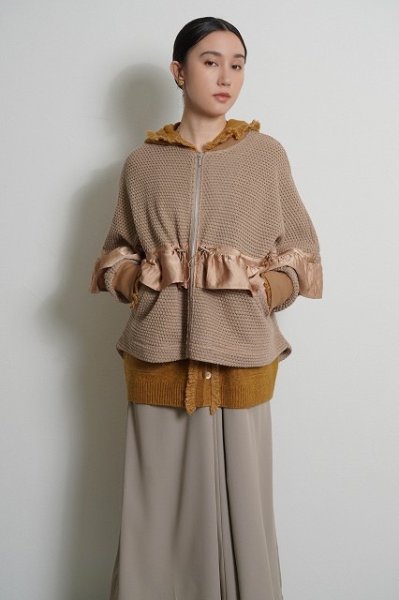 画像3: ●期間限定●ご予約10倍ポイント●【4/18LIVEアイテム】CYAN TOKYO ●トリムフリンジニットフーディ（予約/9-10月） (3)