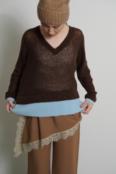 画像2: ●期間限定●ご予約10倍ポイント●【4/18LIVEアイテム】CYAN TOKYO ●配色レイヤーモヘアニット（予約/9-10月） (2)