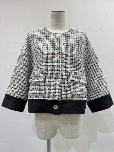 画像4: ●期間限定●ご予約10倍ポイント●【4/18LIVEアイテム】CYAN TOKYO ●ハーフスリーブツイードジャケット（予約/8-9月） (4)