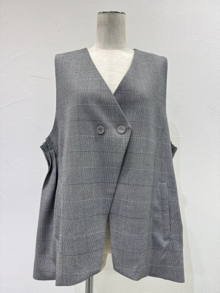 画像2: ●期間限定●ご予約10倍ポイント●【4/18LIVEアイテム】CYAN TOKYO ●アームプリーツグレンチェックベスト（予約/8-9月） (2)