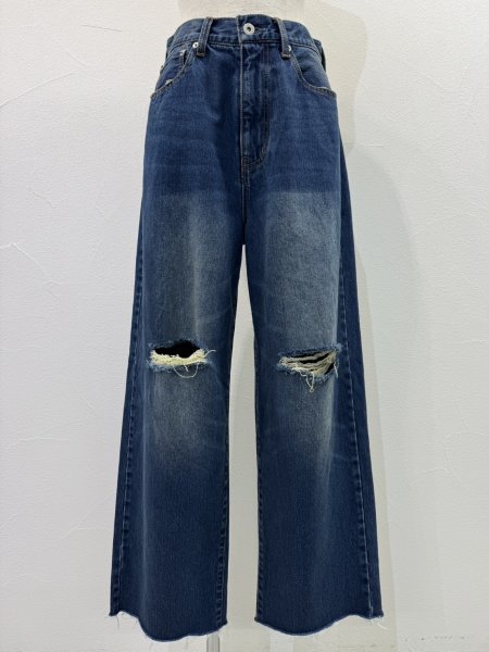 画像4: ●期間限定●ご予約10倍ポイント●【4/18LIVEアイテム】CYAN TOKYO ●クラッシュデニムヴィンテージワイド（予約/8-9月） (4)