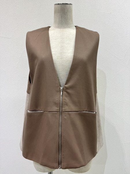 画像3: ●期間限定●ご予約10倍ポイント●【4/18LIVEアイテム】CYAN TOKYO ●ヴィーガンレザーフレアベスト（予約/9-10月） (3)