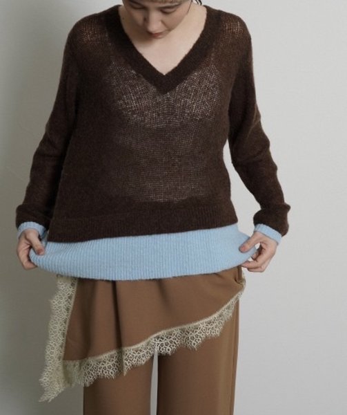 画像1: ●期間限定●ご予約10倍ポイント●【4/18LIVEアイテム】CYAN TOKYO ●配色レイヤーモヘアニット（予約/9-10月） (1)