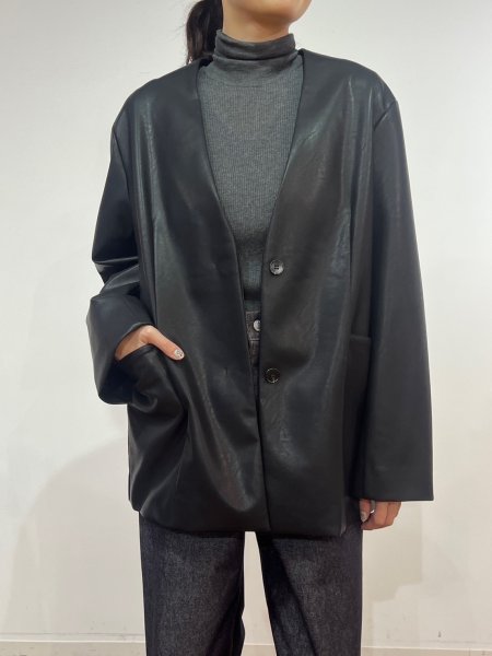 画像3: ●期間限定●ご予約10倍ポイント●【4/20LIVEアイテム】PRIORITY ●エコレザーノーカラージャケット（予約/8-9月） (3)