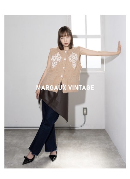 画像2: ●期間限定●ご予約10倍ポイント●【Margaux Vintage】●コード刺繍ベスト（予約/7-8月） (2)