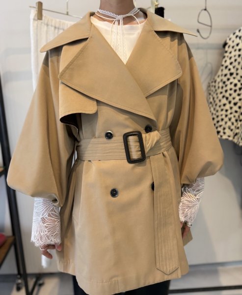 画像5: ●期間限定●ご予約10倍ポイント●【Margaux Vintage】●バルーンスリーブミドル丈トレンチ（予約/8-9月） (5)