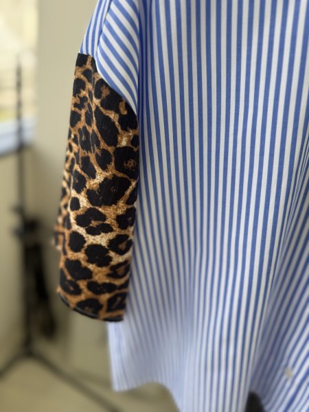 画像3: ●期間限定●ご予約5倍ポイント●【4/28 LIVEアイテム】●ストライプ×レオパードデザインシャツ（予約/6月） (3)