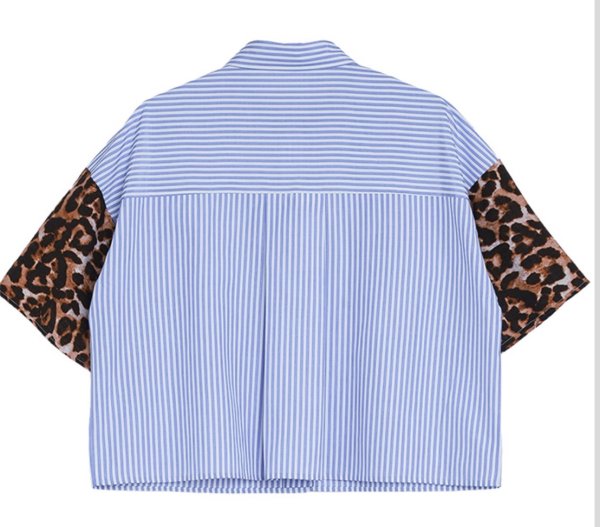 画像2: ●期間限定●ご予約5倍ポイント●【4/28 LIVEアイテム】●ストライプ×レオパードデザインシャツ（予約/6月） (2)