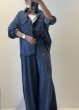 画像2: ●期間限定●ご予約5倍ポイント● ayane 【5/18 LIVEアイテム】ダンガリーサイドガセットワイドパンツ（予約/8-9月） (2)