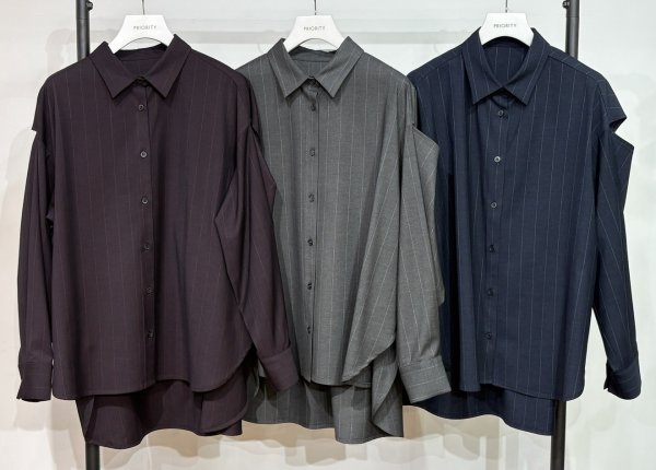 画像5: ●なんと3WAY！お袖をアレンジしてノースリーブにも長袖にもできます●ご予約10倍ポイント●PRIORITY【6/19 LIVEアイテム】3WAYストライプシャツ（予約/9-10月） (5)